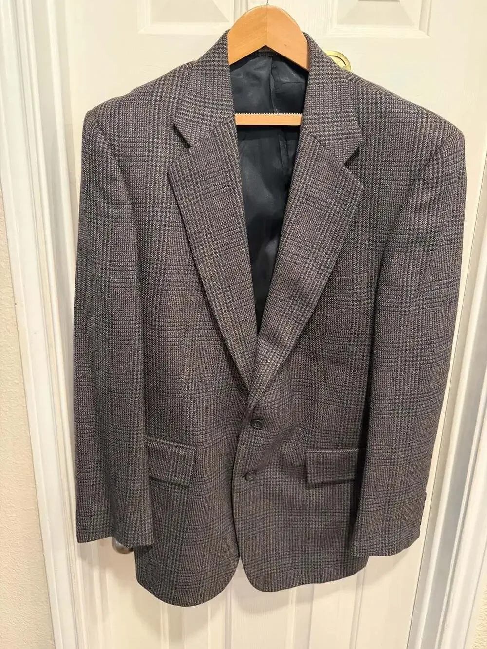 Jos A Bank Executive Collection 42R 100% Wool Glen Plaid Sport Coat Blazer